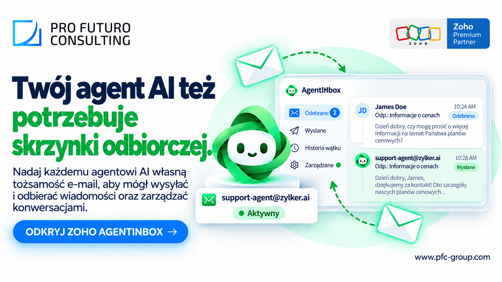 Zoho AgentInbox: Infrastruktura poczty e-mail stworzona dla agentów AI